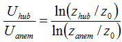 equations_Uhub_Uanem_log_law equations_Uhub_Uanem_log_law